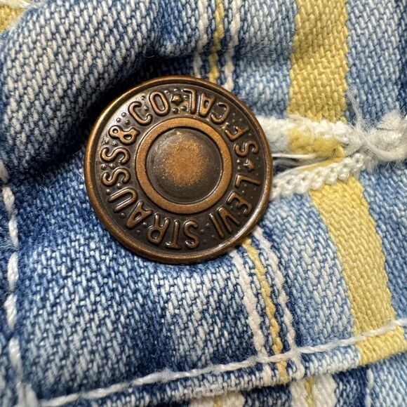 Vintage Levi’s 920 Orange Tab Striped Denim Shorts Women’s 8 USA Made - Picture 4 of 9